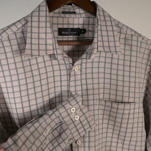 Bugatchi‎ Uomo Mens XL Classic Fit Plaid Button Down Shirt Tan Brown Long Sleeve